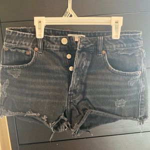 Zara Black ripped jean shorts